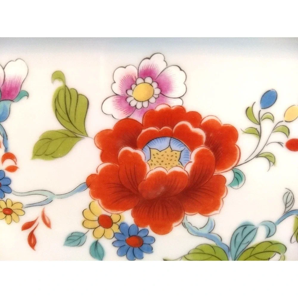 Limoges France Porcelain Vanity Tray LEC Handpainted Floral Scallop Edge Trinket